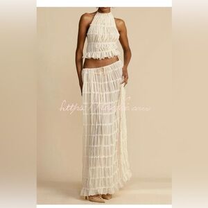 MATCHING SET; Pleated Back Elastic Straps Adjustable Halter Tank + skirt!